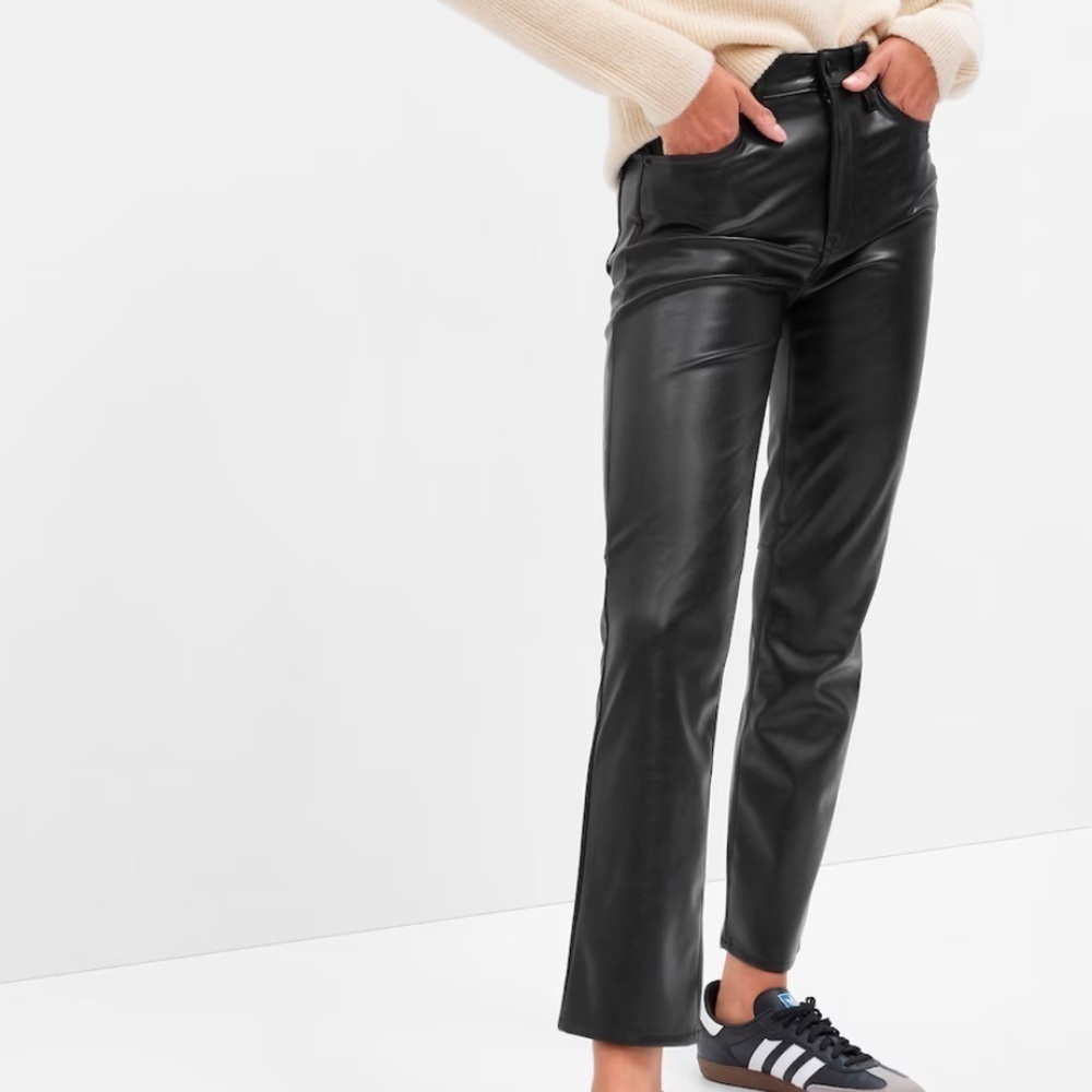 NWT GAP High Rise Faux Leather Pants Black Size 20